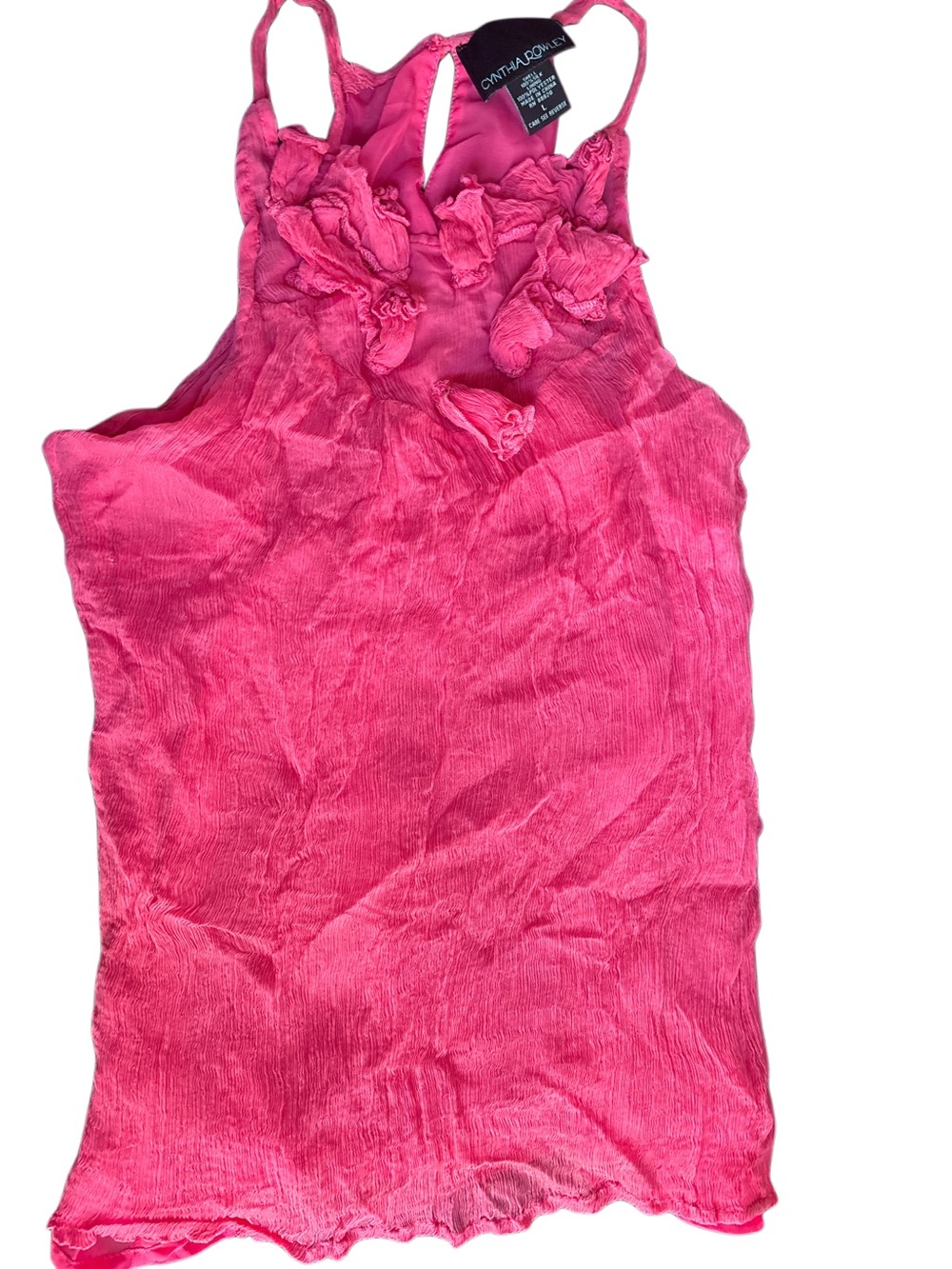 Cynthia Rowley Hot Pink Floral-Appliqué Camisole